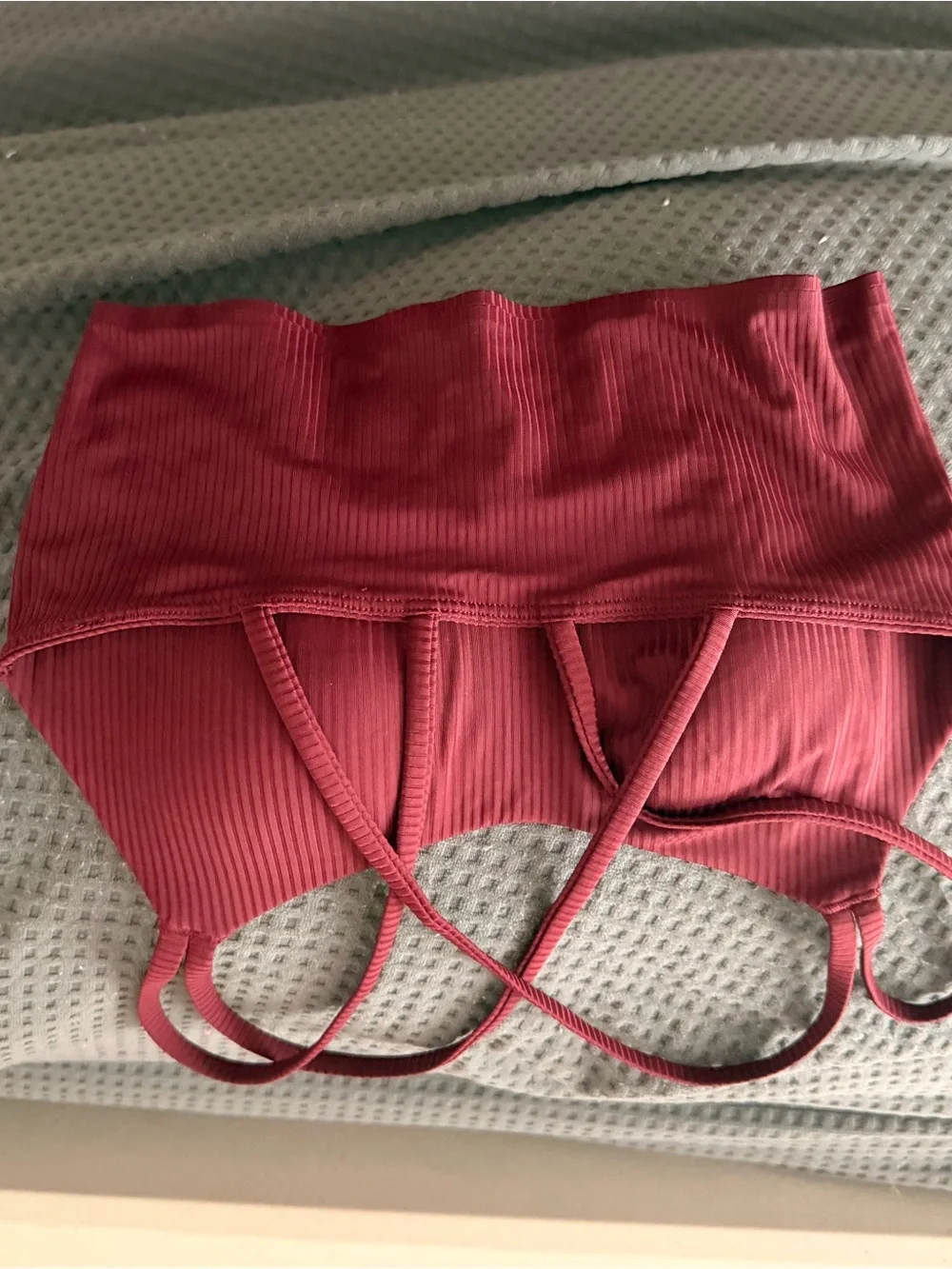 lululemon athletica Ribbed Burgundy Sports Bra with Drawstring Straps